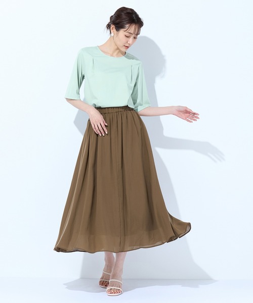 Petit Honfleur(プチオンフルール)の「【接触冷感】フレアスリーブブラウス(Tシャツ/カットソー・レディース・サックスブルー/グリーン・M/L)」の14枚目の写真