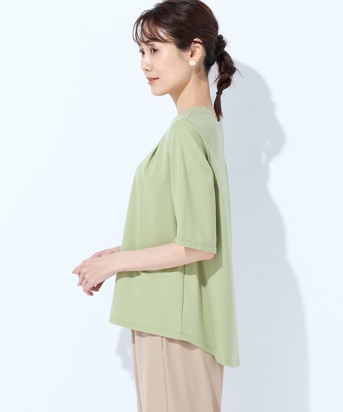 Petit Honfleur(プチオンフルール)の「【接触冷感】フレアスリーブブラウス(Tシャツ/カットソー・レディース・サックスブルー/グリーン・M/L)」の6枚目の写真