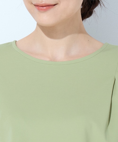 Petit Honfleur(プチオンフルール)の「【接触冷感】フレアスリーブブラウス(Tシャツ/カットソー・レディース・サックスブルー/グリーン・M/L)」の8枚目の写真
