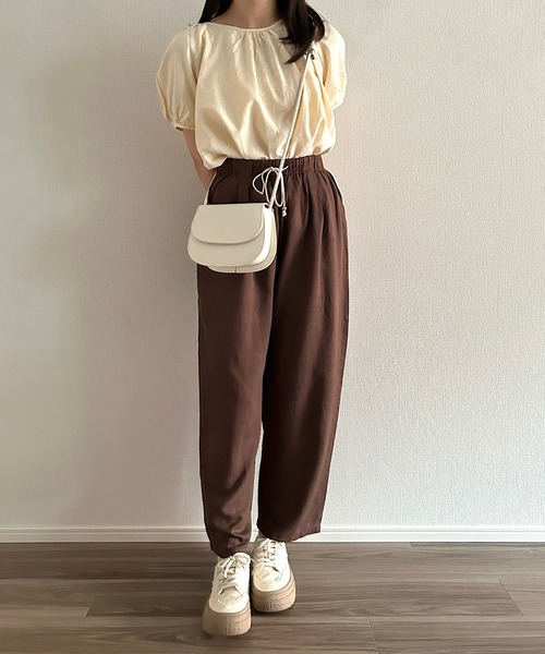 Cham.(チャム)の「2wayシンプルリボントップス(シャツ/ブラウス・レディース・オフホワイト/ベージュ/ブルー/ピンク・F)」の21枚目の写真