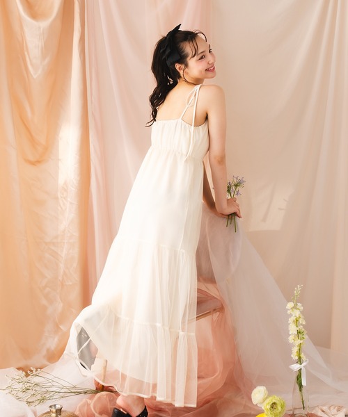 fupel(フぺル)の「switched tulle ribbon cami dress / 切り替えチュールキャミワンピース(ワンピース・レディース・アイボリー/ブラック・FREE)」の7枚目の写真