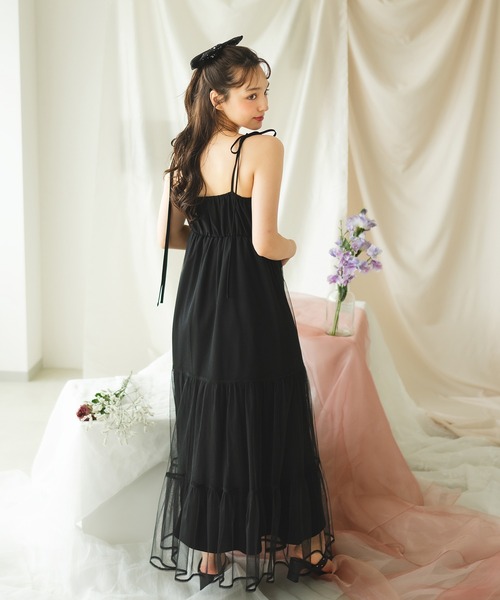fupel(フぺル)の「switched tulle ribbon cami dress / 切り替えチュールキャミワンピース(ワンピース・レディース・アイボリー/ブラック・FREE)」の14枚目の写真