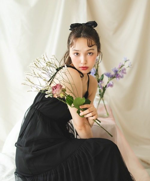 fupel(フぺル)の「switched tulle ribbon cami dress / 切り替えチュールキャミワンピース(ワンピース・レディース・アイボリー/ブラック・FREE)」の16枚目の写真