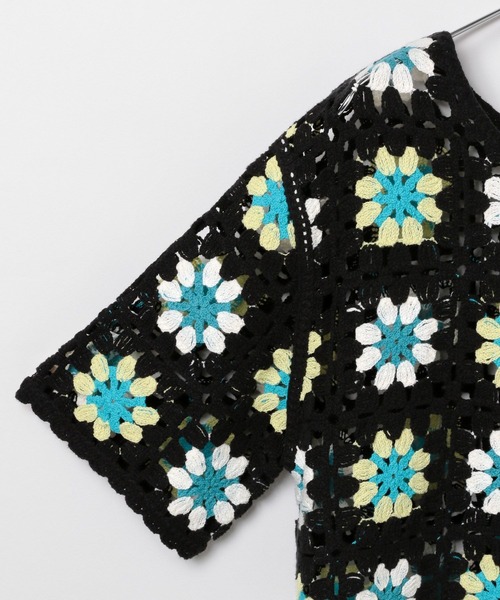 PAGEBOY（ページボーイ）の「クロシェライクリボン半袖トップス（ニット/セーター・レディース・ブラック/ホワイト×ブラック/ブルー・FREE）」の14枚目の写真