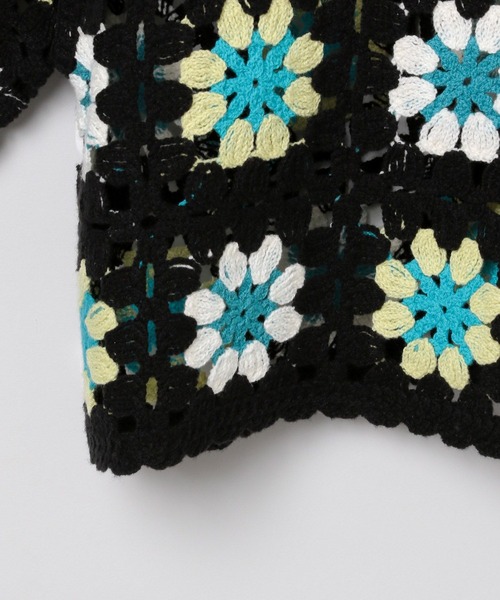 PAGEBOY（ページボーイ）の「クロシェライクリボン半袖トップス（ニット/セーター・レディース・ブラック/ホワイト×ブラック/ブルー・FREE）」の15枚目の写真