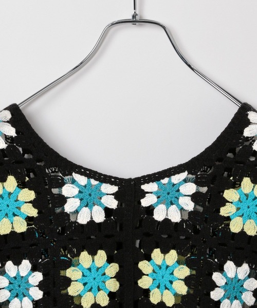 PAGEBOY（ページボーイ）の「クロシェライクリボン半袖トップス（ニット/セーター・レディース・ブラック/ホワイト×ブラック/ブルー・FREE）」の16枚目の写真