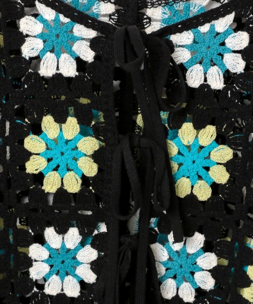 PAGEBOY（ページボーイ）の「クロシェライクリボン半袖トップス（ニット/セーター・レディース・ブラック/ホワイト×ブラック/ブルー・FREE）」の17枚目の写真