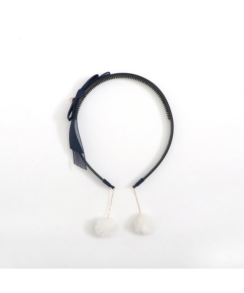 KP DECO（ケーピーデコ）の「ぼん天付きリボンカチューシャ（カチューシャ・キッズ・オフホワイト/ピンク/ネイビー・FREE）」の3枚目の写真