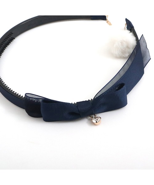 KP DECO（ケーピーデコ）の「ぼん天付きリボンカチューシャ（カチューシャ・キッズ・オフホワイト/ピンク/ネイビー・FREE）」の7枚目の写真