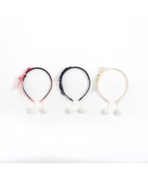 KP DECO（ケーピーデコ）の「ぼん天付きリボンカチューシャ（カチューシャ・キッズ・オフホワイト/ピンク/ネイビー・FREE）」の9枚目の写真