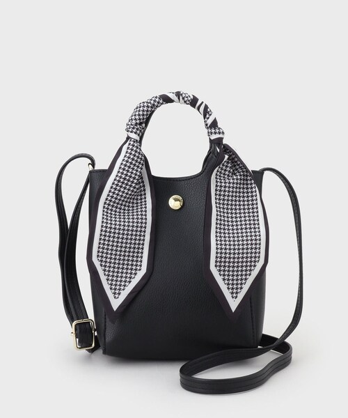 OPAQUE.CLIP（オペークドットクリップ）の「◆長さ調整可能！千鳥柄スカーフ付き合皮ミニショルダーバッグ（ショルダーバッグ・レディース・ブラウン系その他/ボルドー/ブラック/チャコールグレー・00）」の2枚目の写真