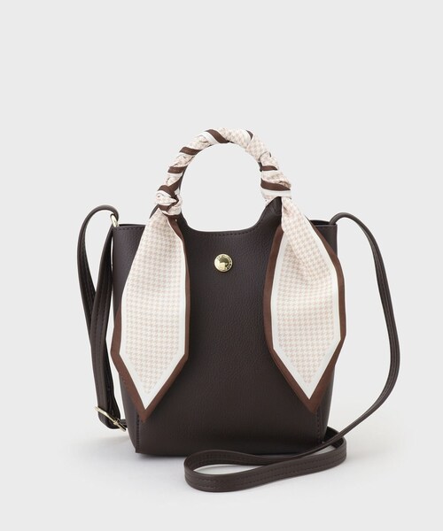 OPAQUE.CLIP（オペークドットクリップ）の「◆長さ調整可能！千鳥柄スカーフ付き合皮ミニショルダーバッグ（ショルダーバッグ・レディース・ブラウン系その他/ボルドー/ブラック/チャコールグレー・00）」の6枚目の写真