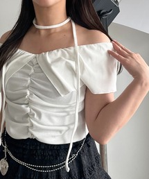 【apres jour mignon SOIE】タイ付きオフショルトップス【ZOZOTOWN限定アイテム】