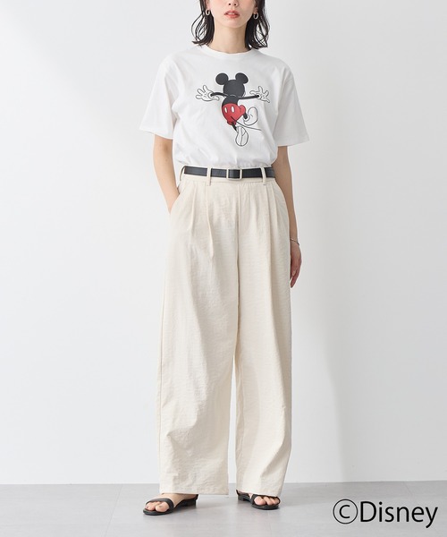 for/c（フォーシー）の「DISNEY MICKEY MOUSE / Tシャツ（タイプA）【サスティナブル】（Tシャツ/カットソー・レディース・オフホワイト/スミクロ・M/L/LL）」の8枚目の写真