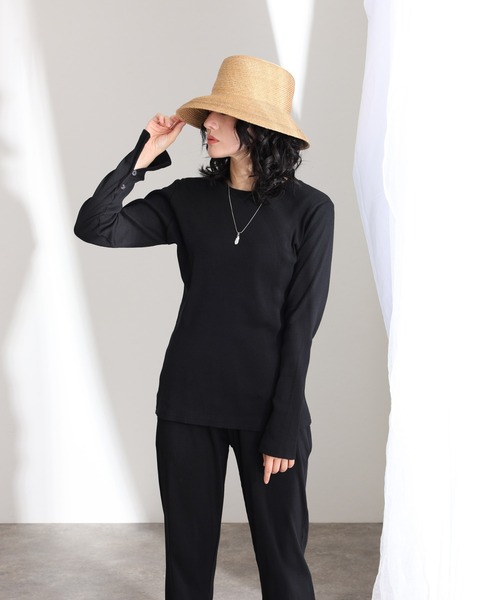ElegChic（エレグシック）の「裾 スリット ストレートカットパンツ（スウェットパンツ・レディース・ブラック/グレー系その他/キャメル・M/L/XL/3L/4L）」の6枚目の写真
