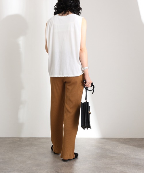 ElegChic（エレグシック）の「裾 スリット ストレートカットパンツ（スウェットパンツ・レディース・ブラック/グレー系その他/キャメル・M/L/XL/3L/4L）」の10枚目の写真
