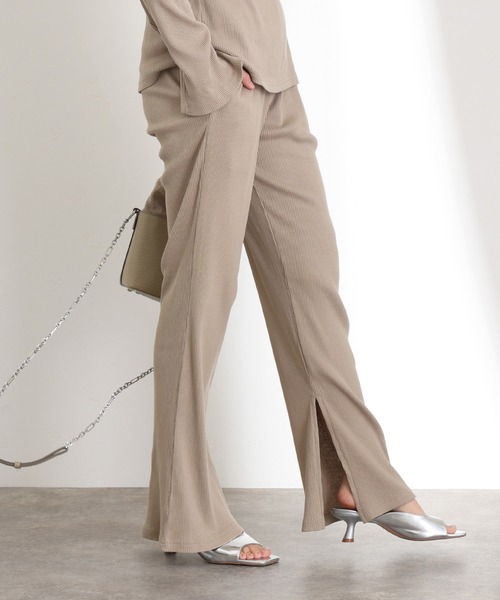 ElegChic（エレグシック）の「裾 スリット ストレートカットパンツ（スウェットパンツ・レディース・ブラック/グレー系その他/キャメル・M/L/XL/3L/4L）」の13枚目の写真
