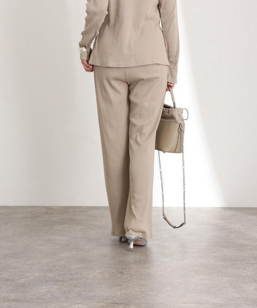 ElegChic（エレグシック）の「裾 スリット ストレートカットパンツ（スウェットパンツ・レディース・ブラック/グレー系その他/キャメル・M/L/XL/3L/4L）」の14枚目の写真