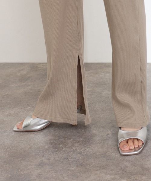 ElegChic（エレグシック）の「裾 スリット ストレートカットパンツ（スウェットパンツ・レディース・ブラック/グレー系その他/キャメル・M/L/XL/3L/4L）」の19枚目の写真