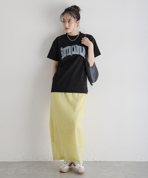 RAGEBLUE（レイジブルー）の「フラワー刺繍/カレッジロゴBIGTシャツ（Tシャツ/カットソー・レディース・ホワイト/ブラック・FREE）」の3枚目の写真