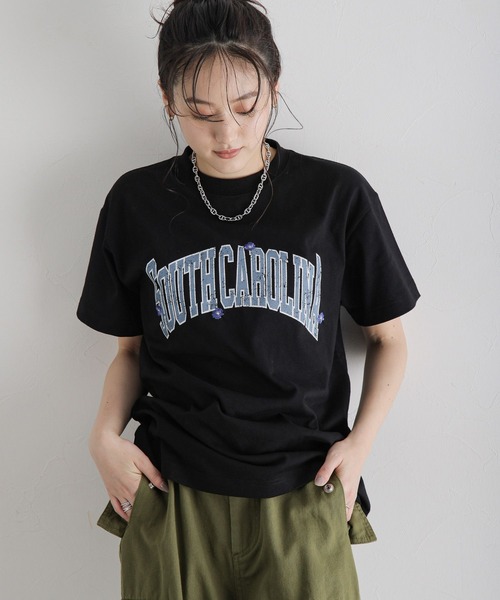 RAGEBLUE（レイジブルー）の「フラワー刺繍/カレッジロゴBIGTシャツ（Tシャツ/カットソー・レディース・ホワイト/ブラック・FREE）」の20枚目の写真