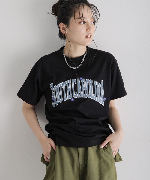 RAGEBLUE（レイジブルー）の「フラワー刺繍/カレッジロゴBIGTシャツ（Tシャツ/カットソー・レディース・ホワイト/ブラック・FREE）」の19枚目の写真