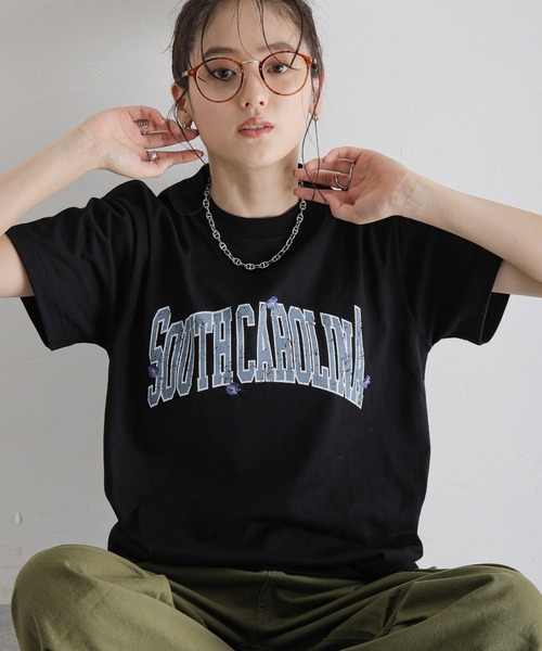 RAGEBLUE（レイジブルー）の「フラワー刺繍/カレッジロゴBIGTシャツ（Tシャツ/カットソー・レディース・ホワイト/ブラック・FREE）」の17枚目の写真
