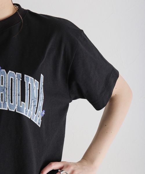 RAGEBLUE（レイジブルー）の「フラワー刺繍/カレッジロゴBIGTシャツ（Tシャツ/カットソー・レディース・ホワイト/ブラック・FREE）」の12枚目の写真