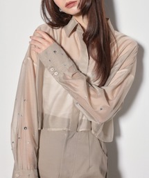 rienda | ホットフィット付きシアーシャツ シアートップス 秋服 春服(シャツ/ブラウス)