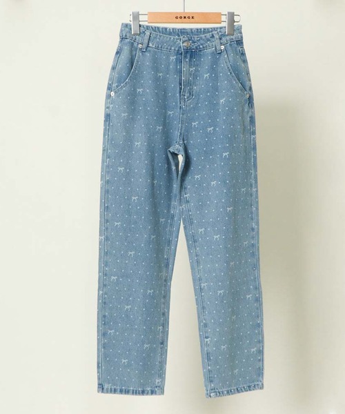 セール】《総柄リボン×美脚シルエット》レディース デニムパンツ