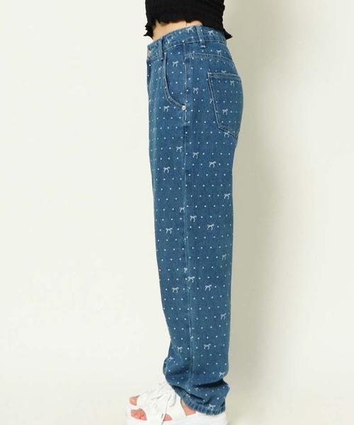 セール】《総柄リボン×美脚シルエット》レディース デニムパンツ