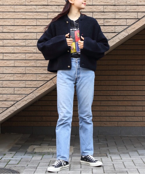 ORCIVAL（オーシバル）の「ORCIVAL/オーシバル　クルーネックカーディガン　BOUCLE KNIT CREWNECK CARDIGAN　OR-D0106 BCK（カーディガン/ボレロ・レディース・ネイビー/チャコールグレー・1）」の8枚目の写真