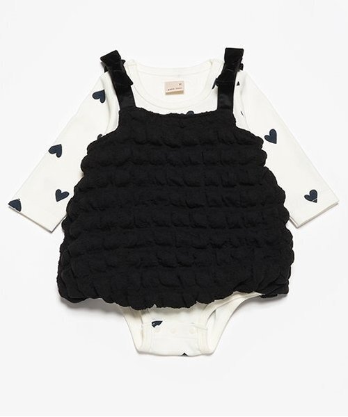 petit main（プティマイン）の「ポコポコチュニックセット（その他ベビーウェア・キッズ・ブラック/アイボリー・70cm/80ｃｍ）」の2枚目の写真