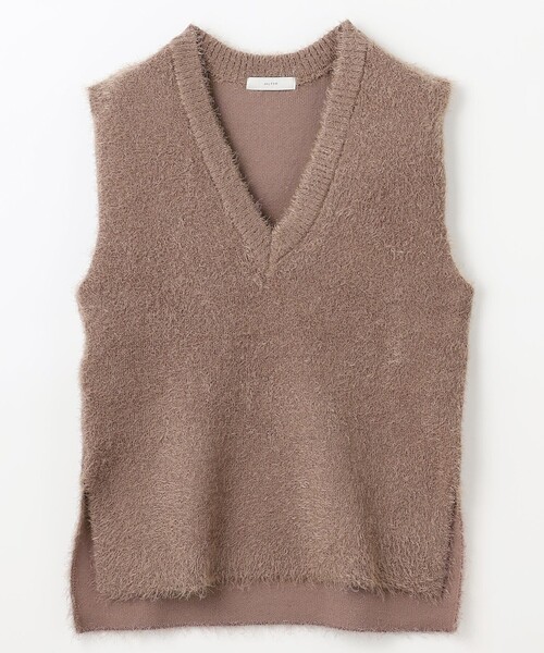 Eaphiエフィ　ニットベスト エフィ Eaphi ニット ベスト ジレ Vネック ブークレ 黒 ブラック