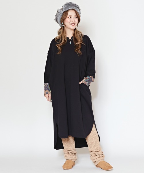 【チャイハネ】ラダリパッチワークTシャツワンピース（ワンピース）｜チャイハネ（チャイハネ）