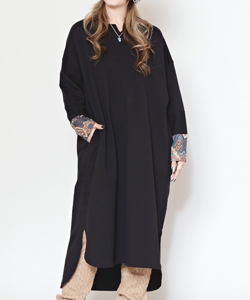 【チャイハネ】ラダリパッチワークTシャツワンピース（ワンピース）｜チャイハネ（チャイハネ）