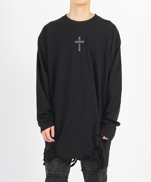 【REGIEVO】 クラッシュロング丈 ロンTee ロングスリーブ（Tシャツ/カットソー）｜REGIEVO（レジエボ）