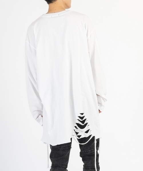 REGIEVO(レジエボ)の「【REGIEVO】 クラッシュロング丈 ロンTee ロングスリーブ(Tシャツ/カットソー・メンズ・ホワイト系その他/ブラック/オフホワイト/ブラック系その他・LARGE/MEDIUM)」の18枚目の写真