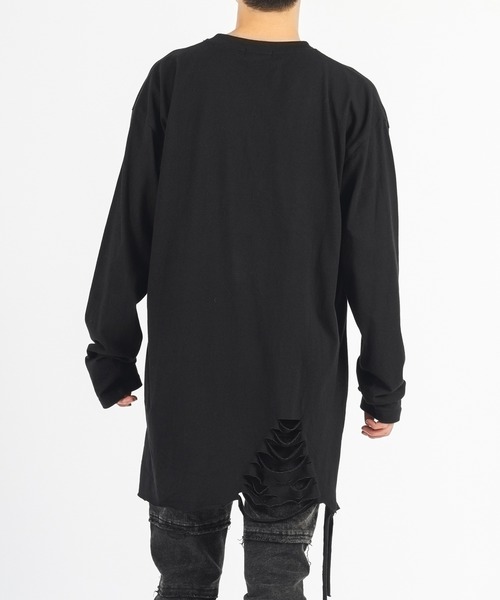 REGIEVO(レジエボ)の「【REGIEVO】 クラッシュロング丈 ロンTee ロングスリーブ(Tシャツ/カットソー・メンズ・ホワイト系その他/ブラック/オフホワイト/ブラック系その他・LARGE/MEDIUM)」の21枚目の写真