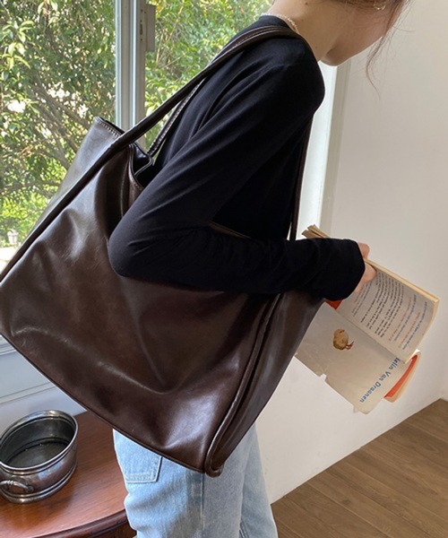HALEY PESCA(ヘーリーペスカ)の「HALEY PESCA/大容量 合成皮革トートバッグ(トートバッグ・レディース・アイボリー/ブラウン/ブラック・FREE)」の14枚目の写真