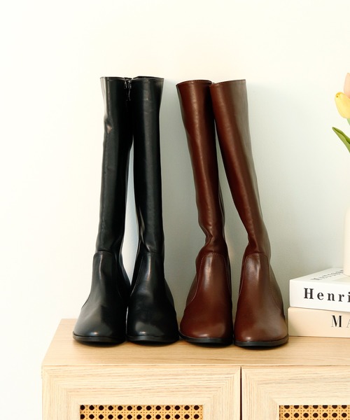 Futier land(フューティアランド)の「やわらかフィットローヒールストレートニーブーツ(ブーツ・レディース・ブラック/ブラウン・36/37/38/39/40)」の6枚目の写真