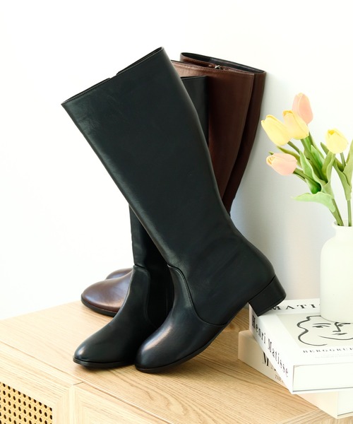 Futier land(フューティアランド)の「やわらかフィットローヒールストレートニーブーツ(ブーツ・レディース・ブラック/ブラウン・36/37/38/39/40)」の7枚目の写真