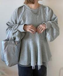 JUNOAH | ぺプラムチュールスウェットトップス(スウェット)