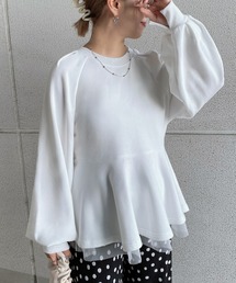 ぺプラムチュールスウェットトップス