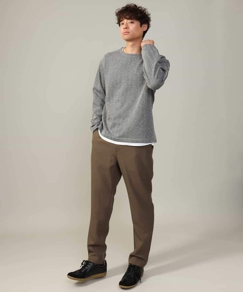 a.v.v（アーヴェヴェ）の「【きれいめ秋TOPS】ヘリンボーンフェイクレイヤードセミワイドカットソー（Tシャツ/カットソー・メンズ・チャコールグレー/グレー/ライトグレー・46/48/50）」の8枚目の写真