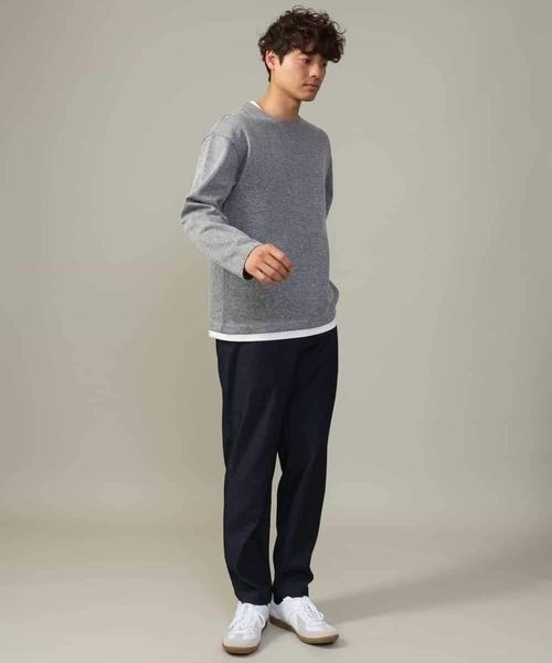 a.v.v（アーヴェヴェ）の「【きれいめ秋TOPS】ヘリンボーンフェイクレイヤードセミワイドカットソー（Tシャツ/カットソー・メンズ・チャコールグレー/グレー/ライトグレー・46/48/50）」の11枚目の写真