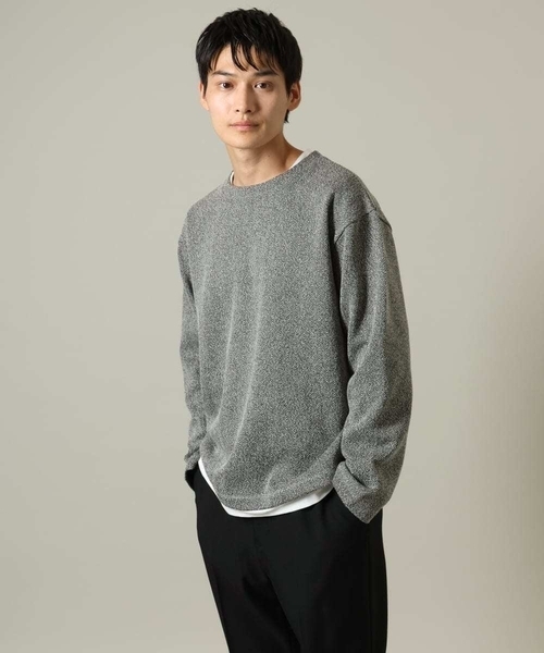 a.v.v（アーヴェヴェ）の「【きれいめ秋TOPS】ヘリンボーンフェイクレイヤードセミワイドカットソー（Tシャツ/カットソー・メンズ・チャコールグレー/グレー/ライトグレー・46/48/50）」の20枚目の写真