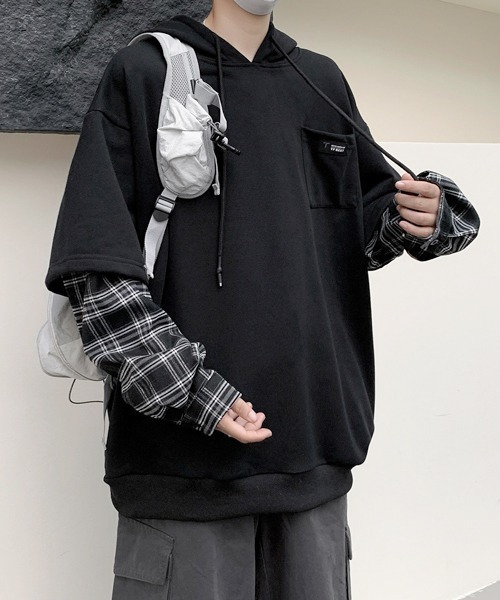 パーカー フーディ M~XL プルオーバー フェイクレイヤード フェイクレイヤードパーカー(M ピンク): トップス｜Right-on公式