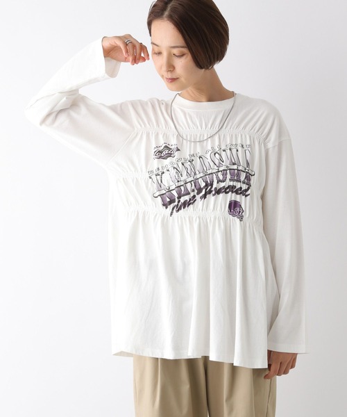 LEPSIM（レプシィム）の「シャーリングロゴロンT　150325（Tシャツ/カットソー・レディース・スミクロ/オフホワイト/レッド・FREE）」の4枚目の写真