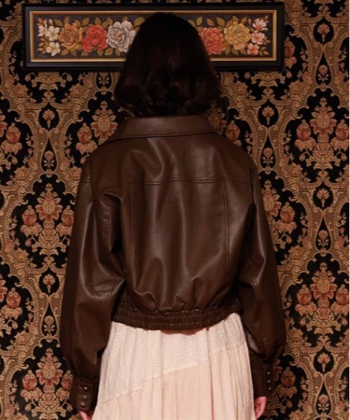 axes femme(アクシーズファム)の「襟付フライトジャケット(ブルゾン・レディース・キナリ/ダークブラウン/ブラック・FREE)」の5枚目の写真